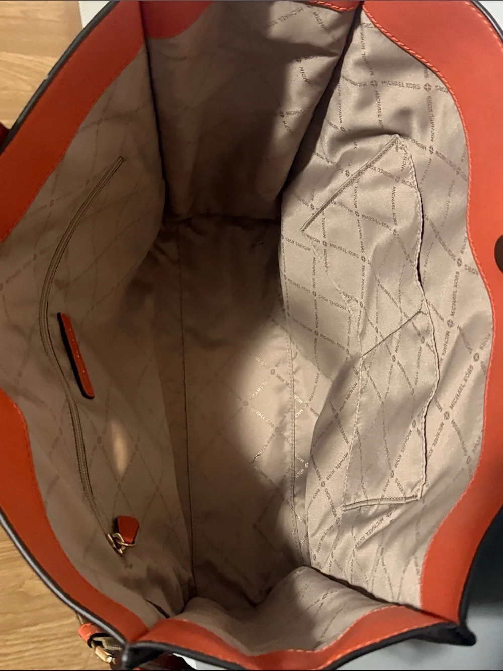 Michael Kors Brown Monogram Tote with Orange Trim